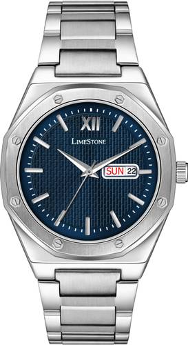 LIMESTONE HEXA Designer Screw Series | Day & Date Functioning | Stainless Steel | Quartz Analog Watch - For Men