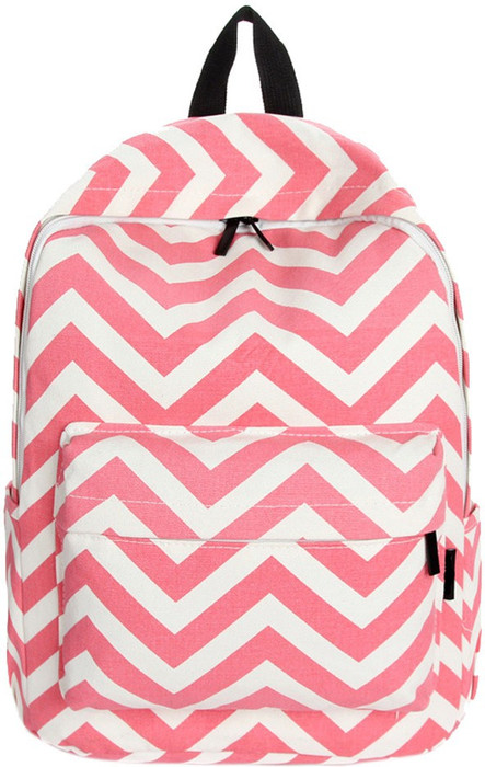 Aeoss Preppy Style Women Double Shoulder Sweet Stripe Canvas School Collage Sports Travel Bag 20 L Backpack Pink Aeoss School Bags