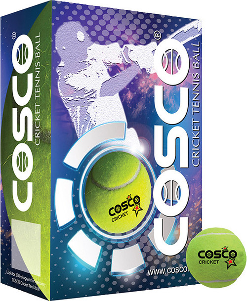 Cosco High Bounce Cricket Tennis Ball Pack of 6, Yellow Cosco Cricket Balls