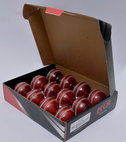 KKS Crown Cricket Leather Ball Pack of 12, Red KKS Cricket Balls