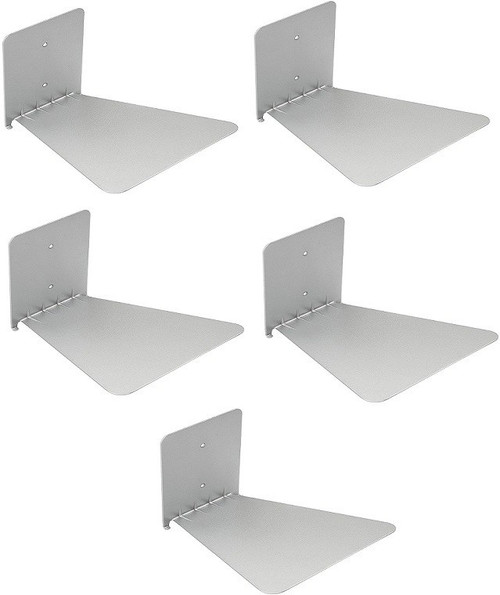 Solid Set Of Five Invisible Room Decorative Bookcase Holder Hidden Rack Floating Creative Decor Wall Mount Metal Open Book Shelf Finish Color Silver