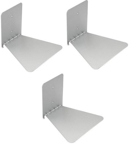 Solid Set Of three Invisible Room Decorative Bookcase Holder Hidden Rack Floating Creative Decor Wall Mount Metal Open Book Shelf Finish Color Silve