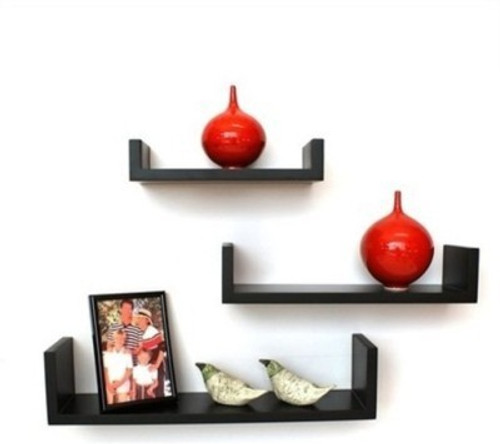 Onlineshoppee U Shape Solid Wood Open Book Shelf Finish Color Brown, Pre assembled Onlineshoppee Bookshelves