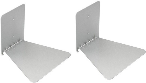 Metallic Set Of Two Invisible Room Decorative Bookcase Holder Hidden Rack Floating Creative Decor Wall Mount Metal Open Book Shelf Finish Color Silv