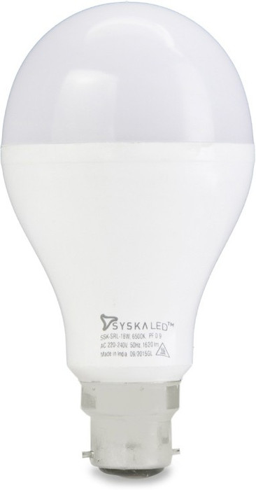 Syska Led Lights 18 W Standard B22 LED Bulb White Syska Led Lights Bulbs