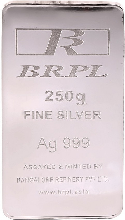 Bangalore Refinery S 999 250 g Silver Bar Bangalore Refinery Coins Bars