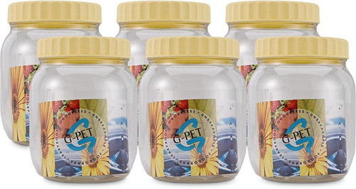 GPET Round Jar Set Of 6 500 ml Plastic Grocery Container Pack of 6, Clear GPET Kitchen Containers