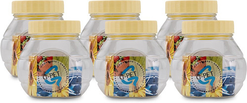 GPET Round Jar Cut Matka Set Of 6 250 ml Plastic Grocery Container Pack of 6, Clear GPET Kitchen Containers