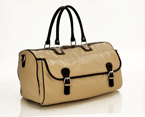 Mboss Multi Use Faux leather Unisex Cream Small Travel Bag Medium Beige Mboss Small Travel Bags