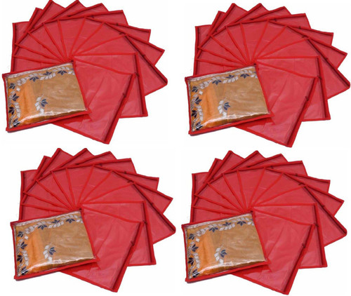 Fashion Bizz Regular Red Sraee Cover 48 Pcs Combo Red Fashion Bizz Garment Covers