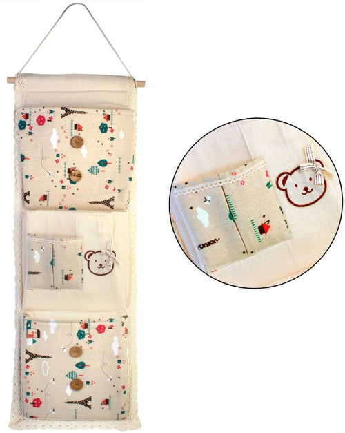 HOKIPO Lace Fabric 3 Layer Pocket Wall Door Cloth Colorful Hanging Storage Bags, 29 x 73 cm Handbag Organizer HOKIPO Hanging Organizers