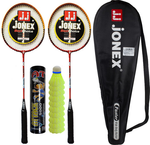 Jonex Fun Play badminton faster set of 2 and plastic shuttlecock 10pcs combo Badminton Kit Jonex Badminton Kits