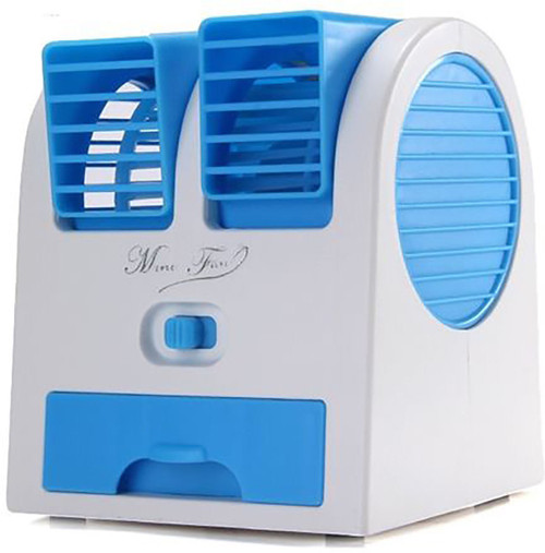 cierie Mini Small Fan Cooling Portable Desktop Dual zd1 USB Fan Blue