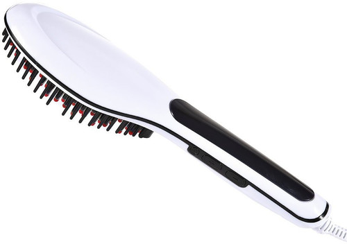 Wonder World ™ Electric Digital control antiscaled brush hair straightener comb with lcd display GoPro Look™ Type 010 Hair Styler White Wonder World H