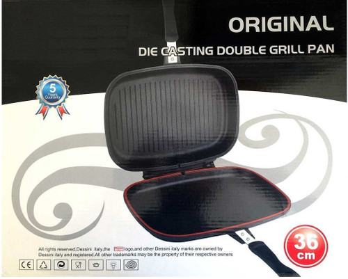 Wonder World ® Double Double Sided Flipping Griddle Die Cast Grill Pan 36 cm diameter with Lid Cast Iron, Non stick, Induction Bottom Wonder World Pan
