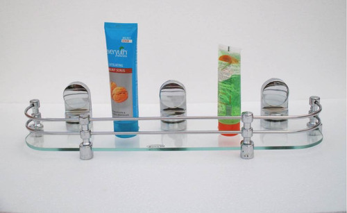 RoyaL Indian Craft Queen Bracket Elegant Look 24 Inch Glass Wall Shelf Number of Shelves 1, Clear RoyaL Indian Craft Bathroom Racks