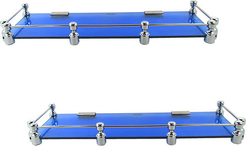 RoyaL Indian Craft Pivot Bracket 18 by 5 INCH Set of Marvelous Blue Glass Wall Shelf Number of Shelves 2, Blue RoyaL Indian Craft Wall Shelves