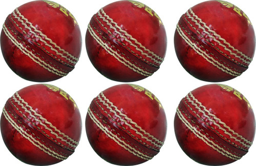 GOLDDUST Pacer Genuine Leather Hand Sewn Cricket Leather Ball Pack of 6, Red GOLDDUST Cricket Balls