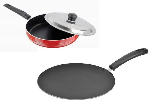 Omic Classic Range Combo 2 Pcs Set Concave Tawa Fry Pan Cookware Set PTFE Non stick , Aluminium, 2 Piece Omic Cookware Sets