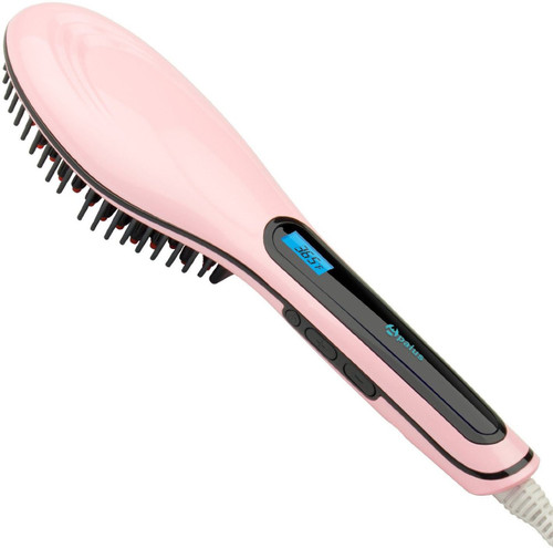 Wonder World ™ Professional Digital control antiscaled brush hair straightener comb with lcd display Massage Pro™ Type 001 Hair Straightener Pink Wond