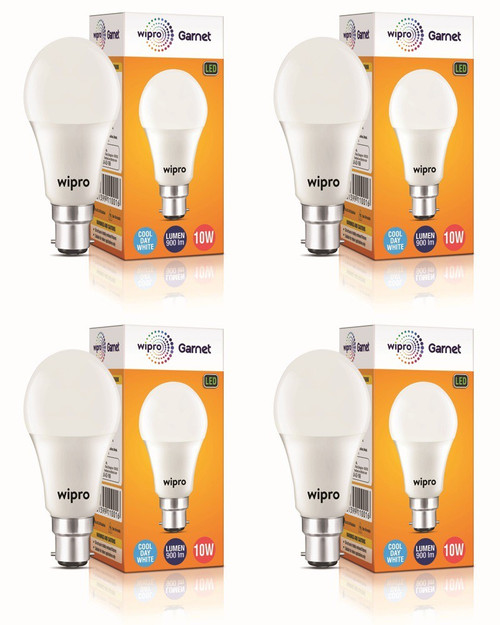 Wipro 10 W Arbitrary B22 LED Bulb White, Pack of 4 Wipro Bulbs