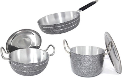 bartan hub kadhai saucepan kundatope Cookware Set Aluminium, 3 Piece bartan hub Cookware Sets