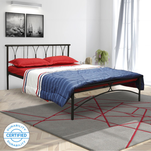 FurnitureKraft Washington Metal Queen Bed Finish Color Black FurnitureKraft Beds