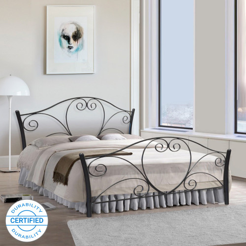 FurnitureKraft Atlanta Metal Queen Bed Finish Color Black FurnitureKraft Beds