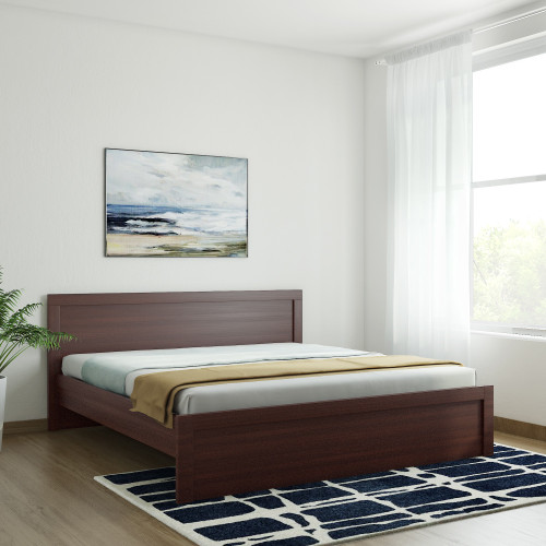 Hometown Dazzle without Storage Engineered Wood King Bed Finish Color Walnut, Delivery Condition Knock Down Hometown Beds