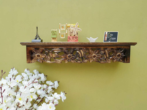 Onlineshoppee Large Solid Wood Wall Shelf Solid Wood Open Book Shelf Finish Color Black Onlineshoppee Bookshelves