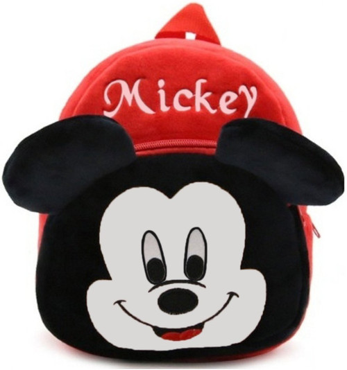 Frantic ND Micky Velvet School Bag for Nursery Kids, Age 2 to 5 Waterproof Plush Bag Black, 14 inch Frantic School Bags