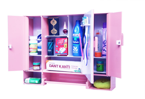 WINACO New Monalisa 2 Bathroom Cabinet Plastic Wall Shelf Number of Shelves 10, Pink WINACO Bathroom Racks