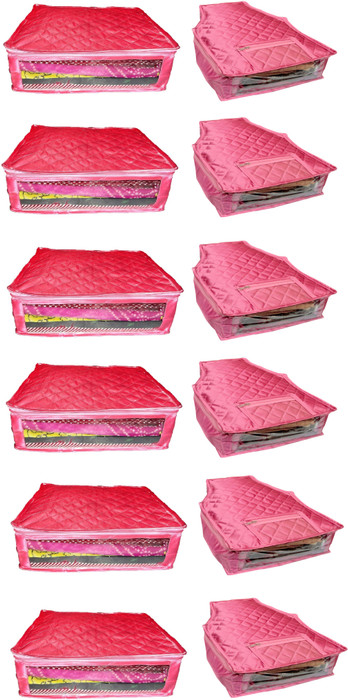 atorakushon Satin Combo of 6PC Saree Cover 6PC Blouse Cover S6S 6b Pink atorakushon Garment Covers