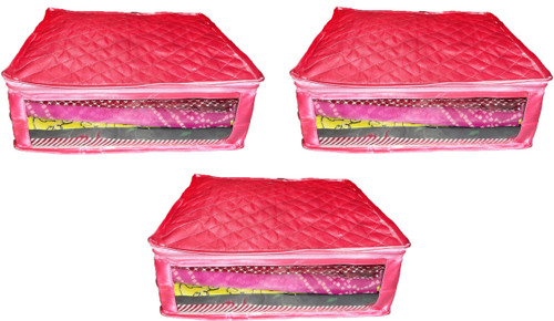 atorakushon Satin Saree Cover 3PC SSC3 Pink atorakushon Garment Covers