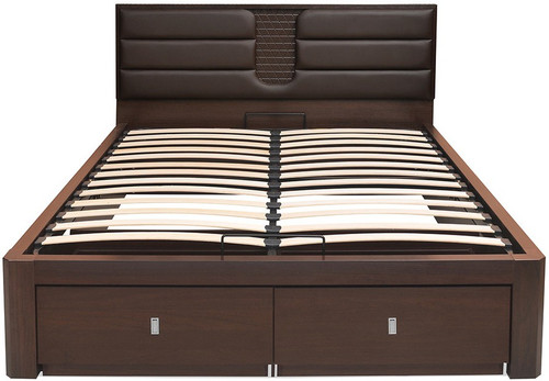 @Home by nilkamal Triumph Engineered Wood Queen Hydraulic Bed Finish Color Dark Walnut @Home by nilkamal Beds
