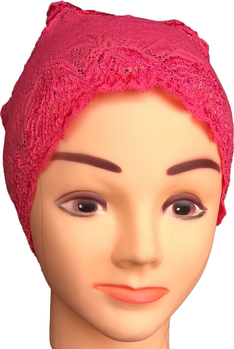 Hejabiya Self Design Cotton Lace / Net, Red Color, Under Hijab Headband Cap Hejabiya Women's Caps