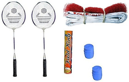 COSCO CB 89 Badminton Kit 2 Rackets, 2 Grip, 1 Nylon Badminton Net ,1 Fieldking shuttle cock Pack of 10 Badminton Kit COSCO Badminton Kits