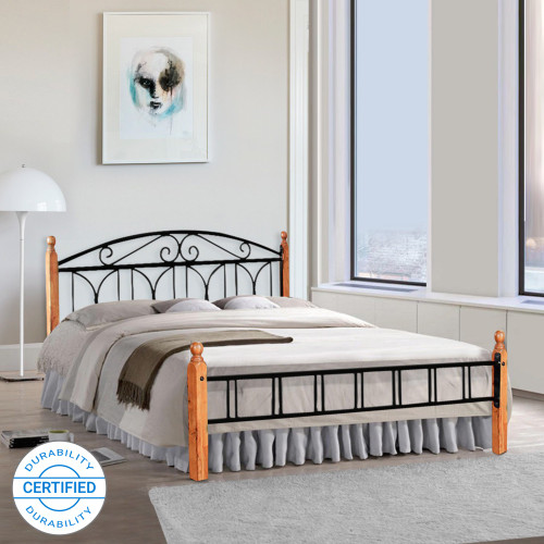 FurnitureKraft Georgia Metal Queen Bed Finish Color Black FurnitureKraft Beds