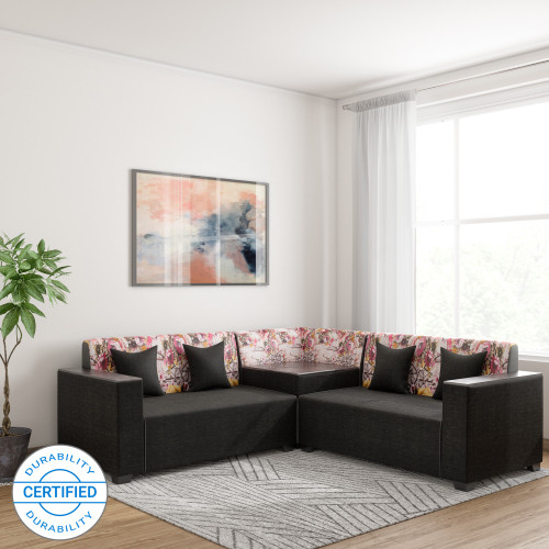Sofame Fabric 4 Seater Sofa Finish Color Grey Sofame Sofas Sectionals