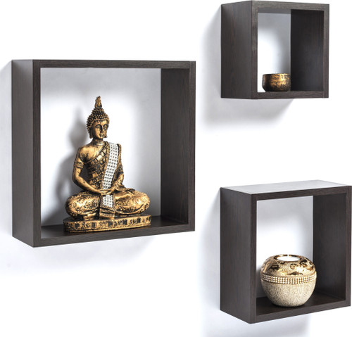 BLUEWUD MDF Medium Density Fiber , Brass Wall Shelf Number of Shelves 1, Brown BLUEWUD Wall Shelves