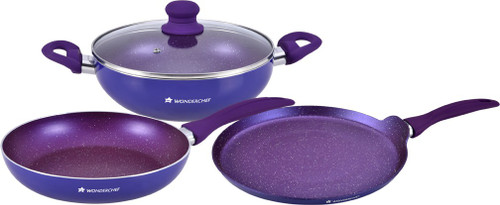 Wonderchef Blueberry Induction Bottom Cookware Set PTFE Non stick , 3 Piece Wonderchef Cookware Sets