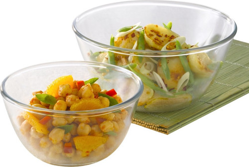 Borosil Mixing Bowl Sets 1.3 L +1.7 L Glass Serving Bowl White, Pack of 2 Borosil Bowls