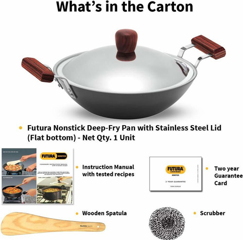 Hawkins Futura Hard Anodized Deep Fry Pan 2.5 L 260 mm Kadhai 26 cm with Lid Hard Anodised Hawkins Woks Kadhais