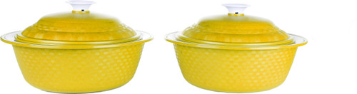 Cutting EDGE Carnation Casserole 2 pc set 1800ml Yellow,Pack of 2 Pack of 2 Thermoware Casserole Set 1800 ml Cutting EDGE Casseroles