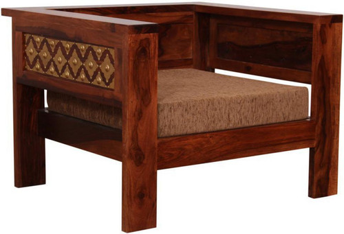 Induscraft Wooden Fabric 2 + 1 + 1 DARK NATURAL 104 Sofa Set Delivery condition DIY Do It Yourself Induscraft Sofa Sets