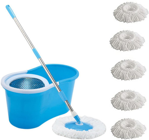 ECO SHOPEE ECO SHOPEE STEEL SUPER MAGIC MOP WITH FIVE MICROFIBER Product Colour may vary as availability Mop Set ECO SHOPEE Home Cleaning Sets