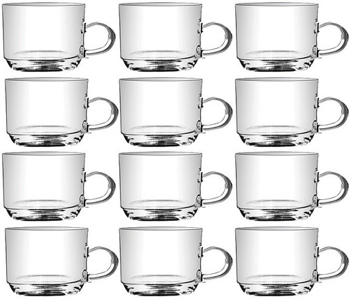 Nanson Pack of 12 Glass UG324 Clear Nanson Cups Saucers