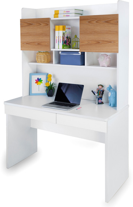 Alex Daisy Country Engineered Wood Study Table Free Standing, Finish Color Oak White Alex Daisy Office Study Table