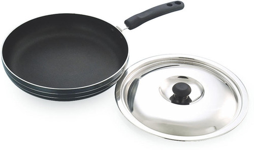 COCONUT Frypan With SS Lid Fry Pan 22 cm diameter with Lid 1.5 L capacity Aluminium, Non stick COCONUT Pans