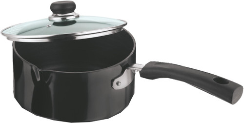 Vinod Hard Anodised Friendly with Glass Lid Sauce Pan 16 cm diameter with Lid Hard Anodised, Non stick, Induction Bottom Vinod Pans